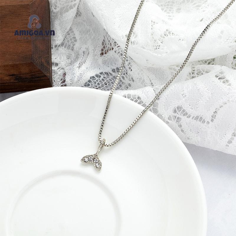 Vòng cổ Mặt Hình Đuôi Cá Đính Đá Zircon Đơn Giản Sáng Tạo Cho Nữ