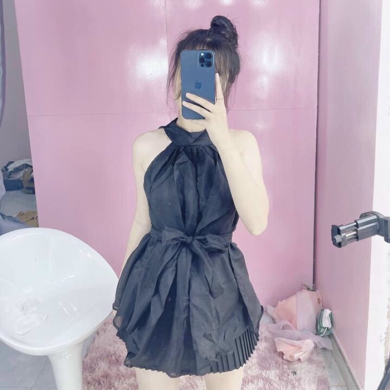 Áo cổ yếm nơ voan kiếng | BigBuy360 - bigbuy360.vn