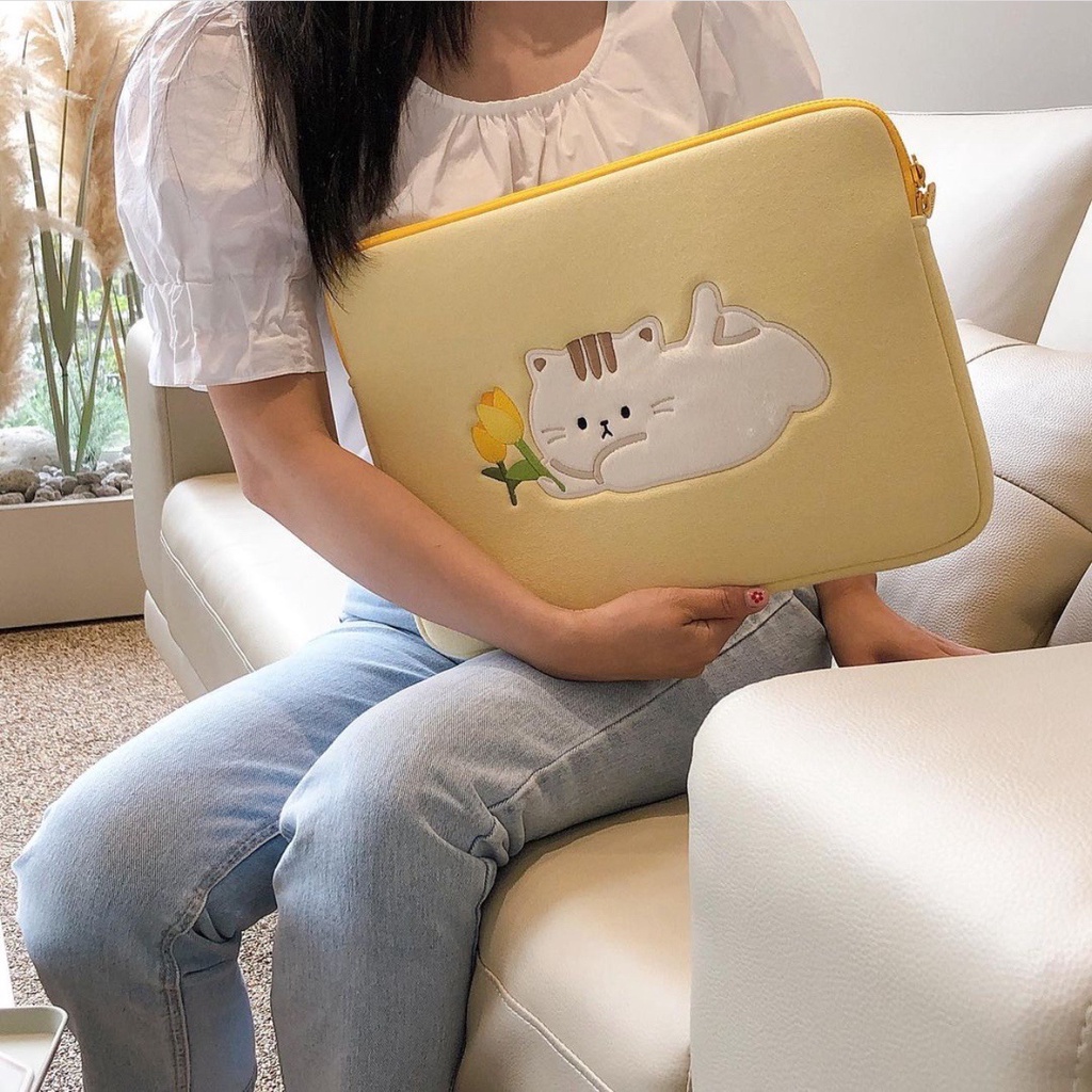 Túi Đựng laptop/Máy Tính Bảng 11 13 15 inch In Hình Hoa tulip Phong Cách Hàn Quốc