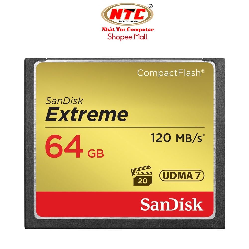 Thẻ nhớ Compact Flash (CF) Sandisk Extreme 800X 64GB 120MB/s (Vàng)