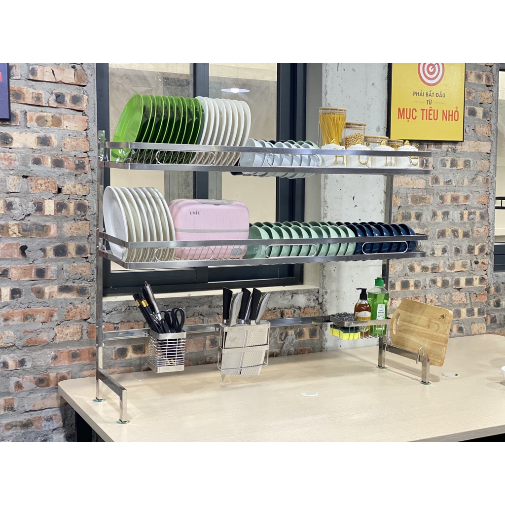 Kệ úp chén bát inox cao cấp sáng bóng, Kệ chén đa năng gác trên bồn rửa chén Anhlam Store