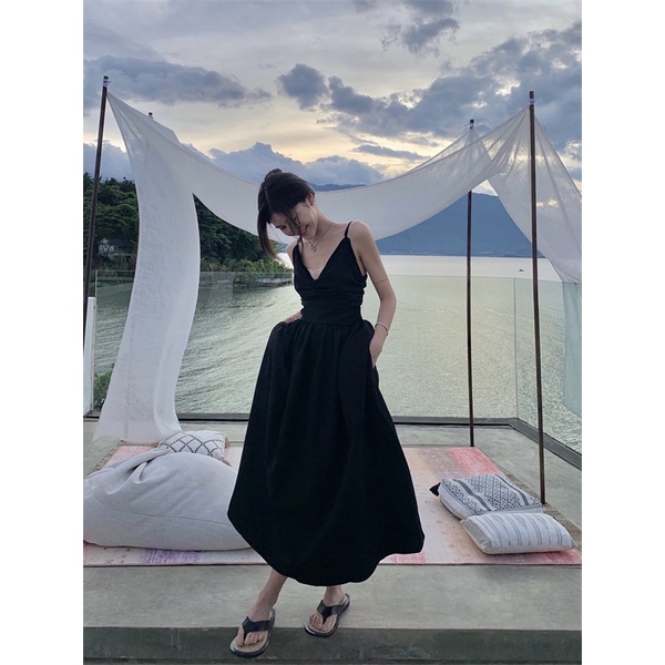 /order taobao/ Đầm Maxi 2s Đen thắt lưng