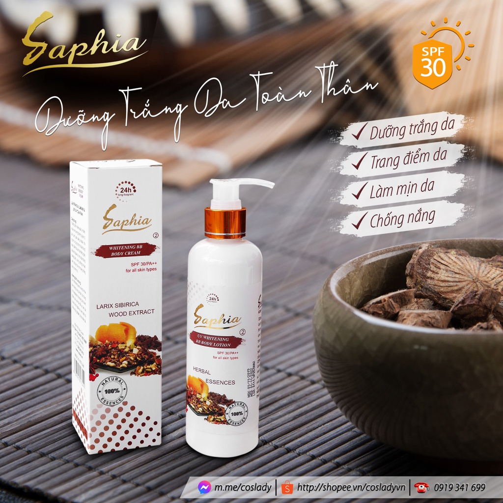Kem Trang Điểm Trắng Da Toàn Thân Saphia 250ml