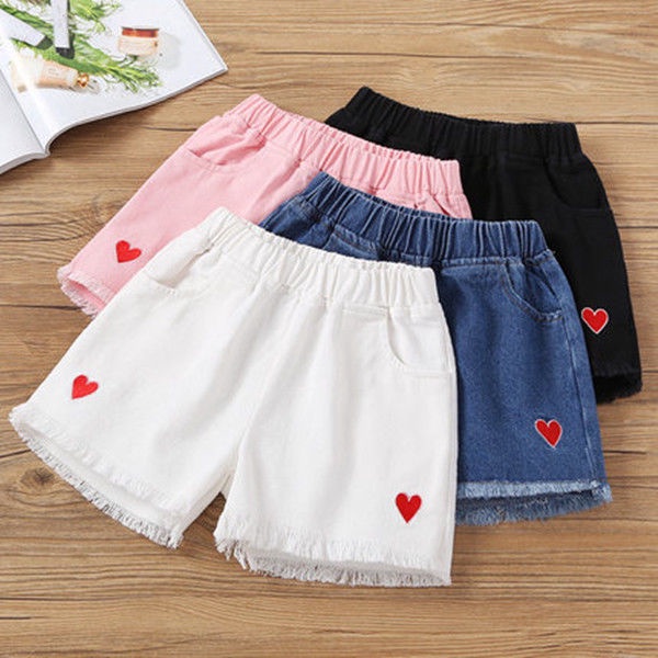 Quần Short Denim Vải Cotton Mỏng Kiểu Hàn Quốc Thời Trang Mùa Hè Cho Bé Gái