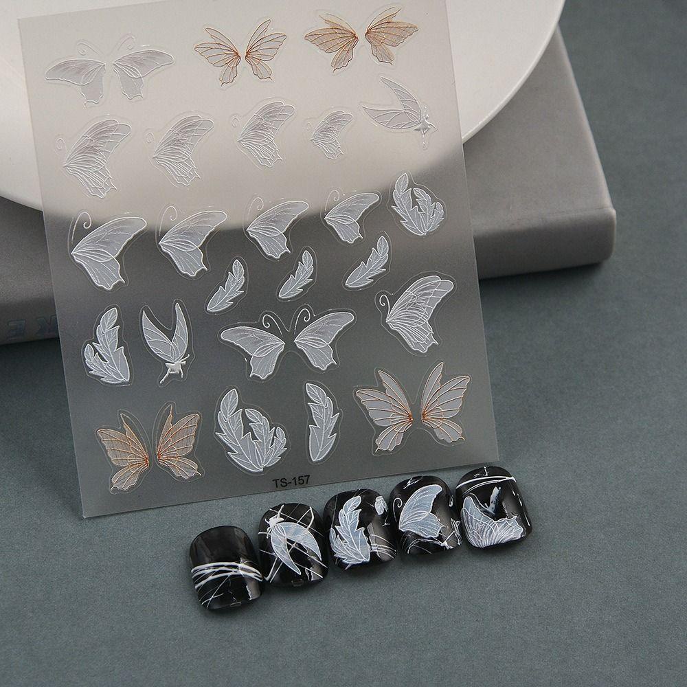Miếng Dán Trang Trí Móng Tay Hình Cánh Bướm / Hoa Hồng Tự Nhiên DIY