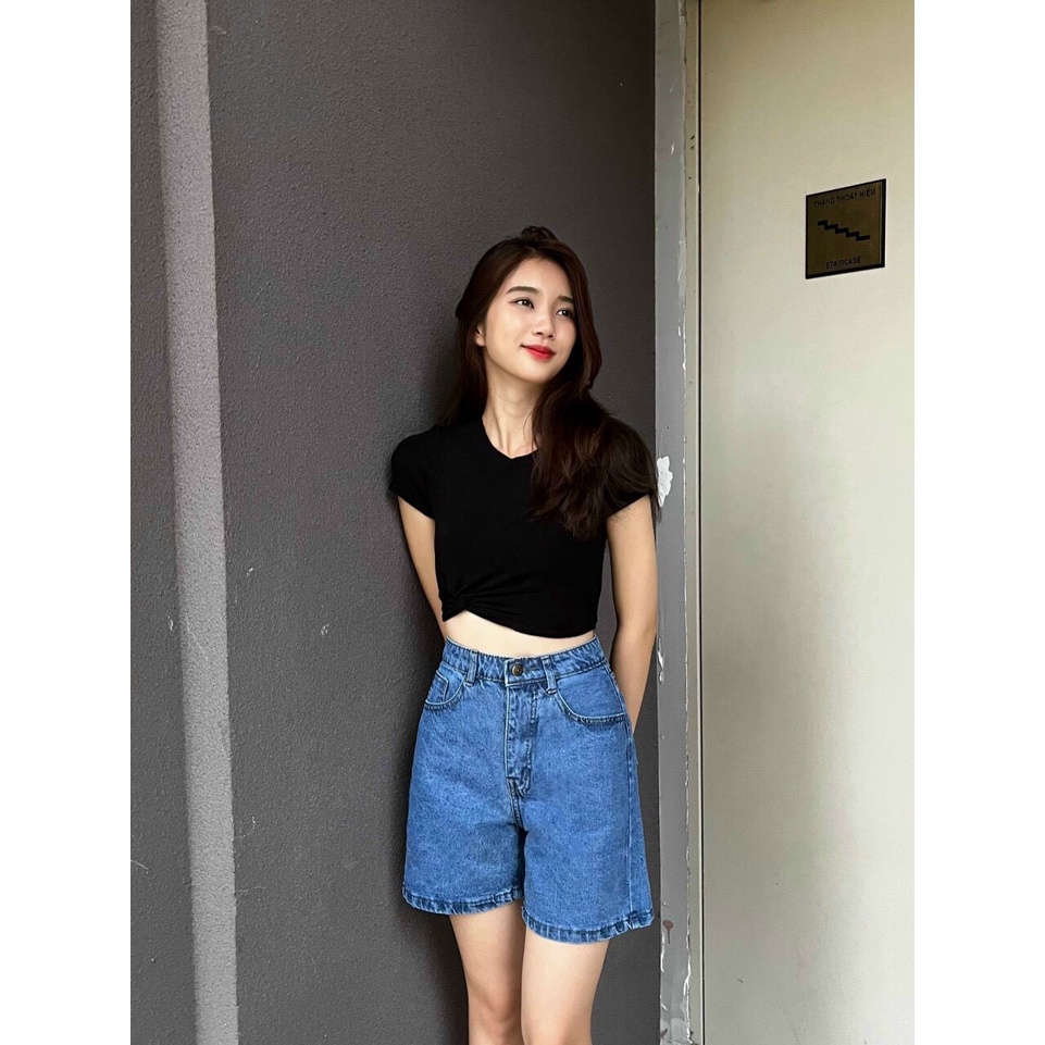 Quần đùi jean basic cực xinhh năng động, dễ phối đồ - Hàng có sẵn - Xưởng may Lộc Vân - V43