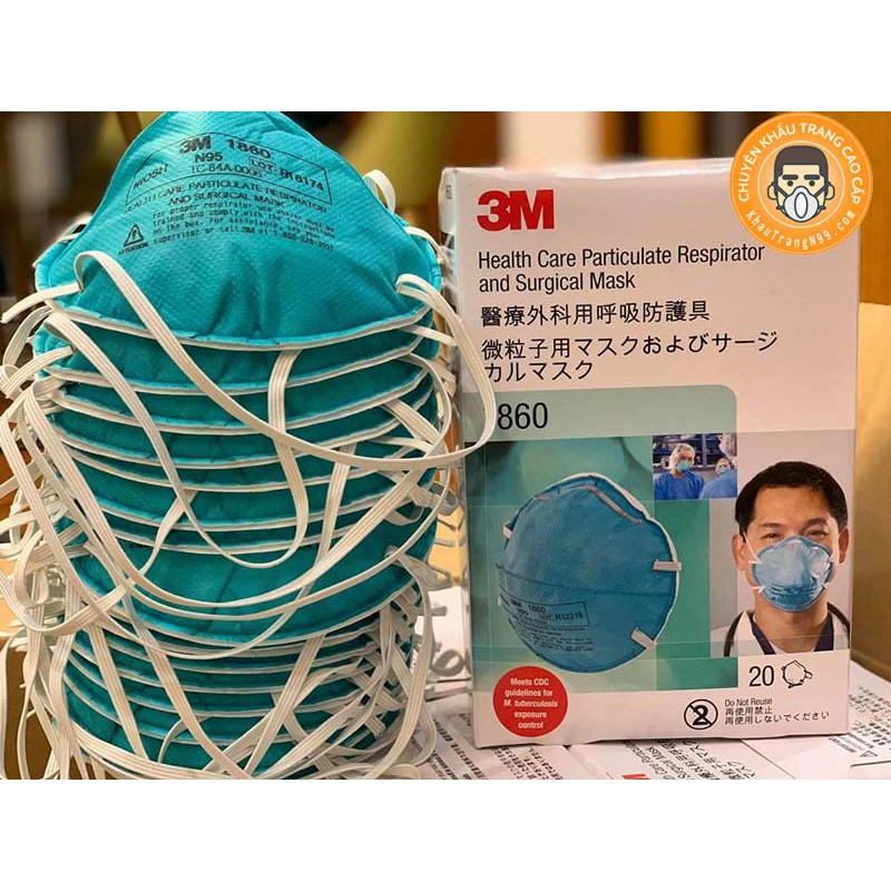 KHẨU TRANG 3M 1860 CHÍNH HÃNG SẢN XUẤT TẠI SINGAPORE (1c)