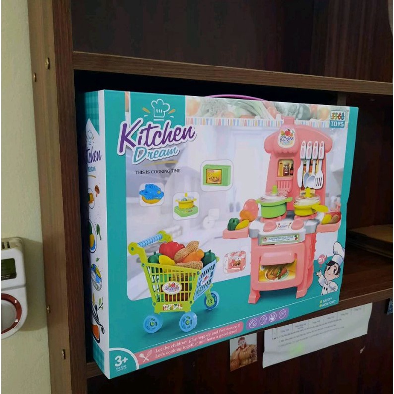 Bộ nấu ăn nhà bếp kèm xe đẩy( Ảnh thật)