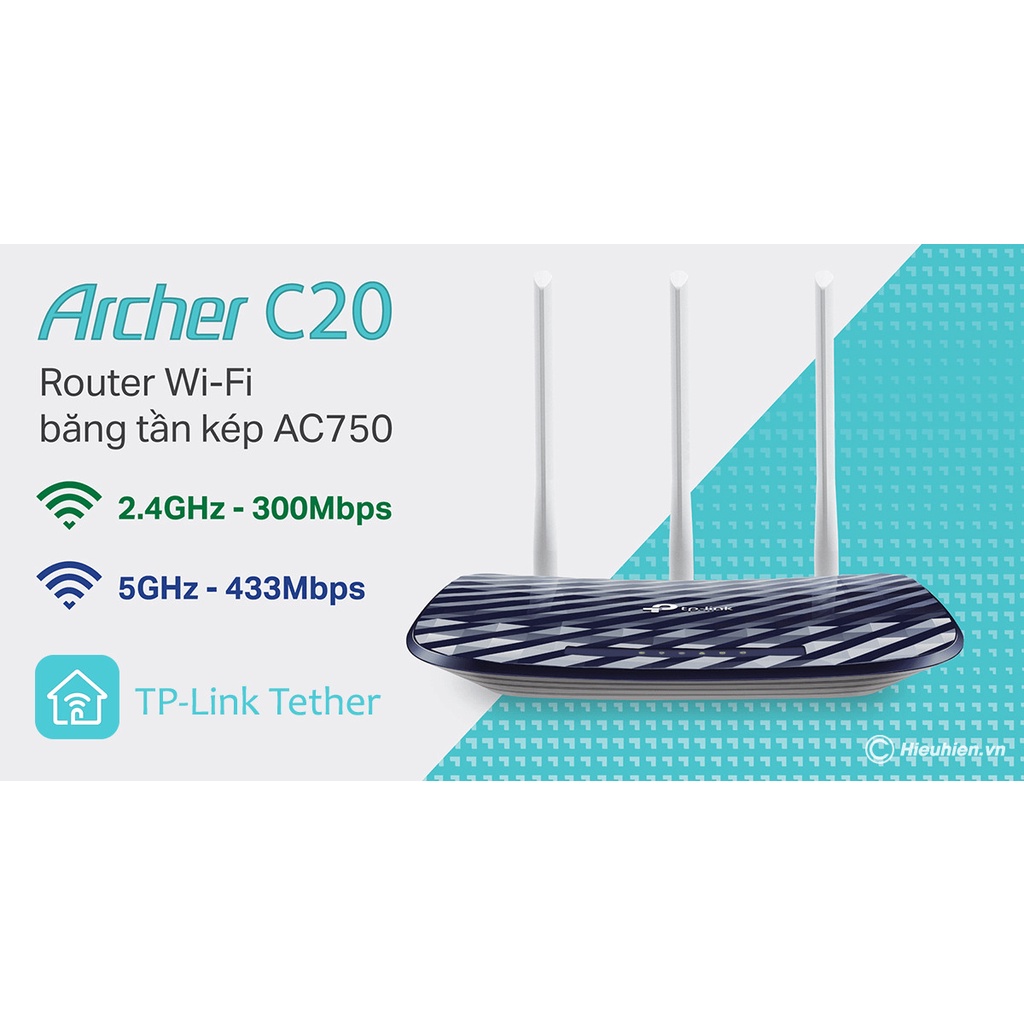 Bộ phát wifi T.P-Link Archer C20 Wireless AC750 hàng chính hãng bảo hành 24 tháng