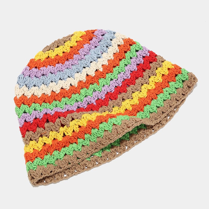 Nón Tai Bèo Đan Len Thủ Công Màu Sắc Cầu Vồng Xinh Xắn