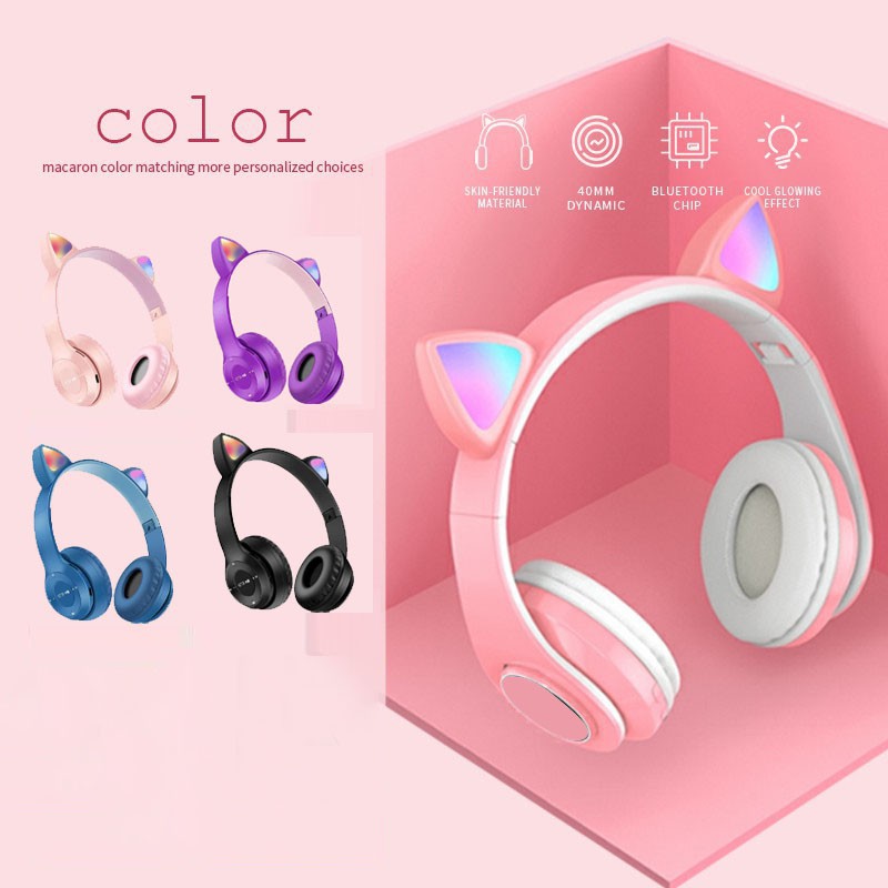 Tai Nghe Mèo Chụp Tai Không Dây Headphone Bluetooth 5.0 P47m Hàng Chính Hãng