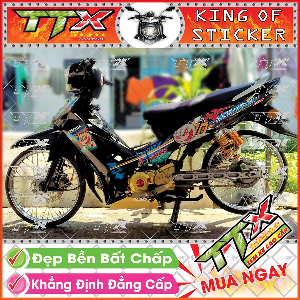 Tem xe sirius hayabusa , Team phụ kiện sirius màu xanh nền đen siêu đẹp , Shop TTX Tem rời sirius mã (S0035/00)