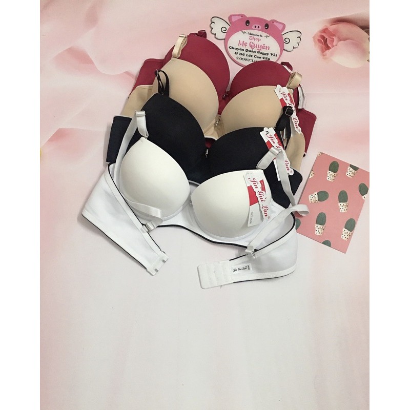 Áo lót quả trơn có gọng mút nâng dày 4cm phối viền cực Tây