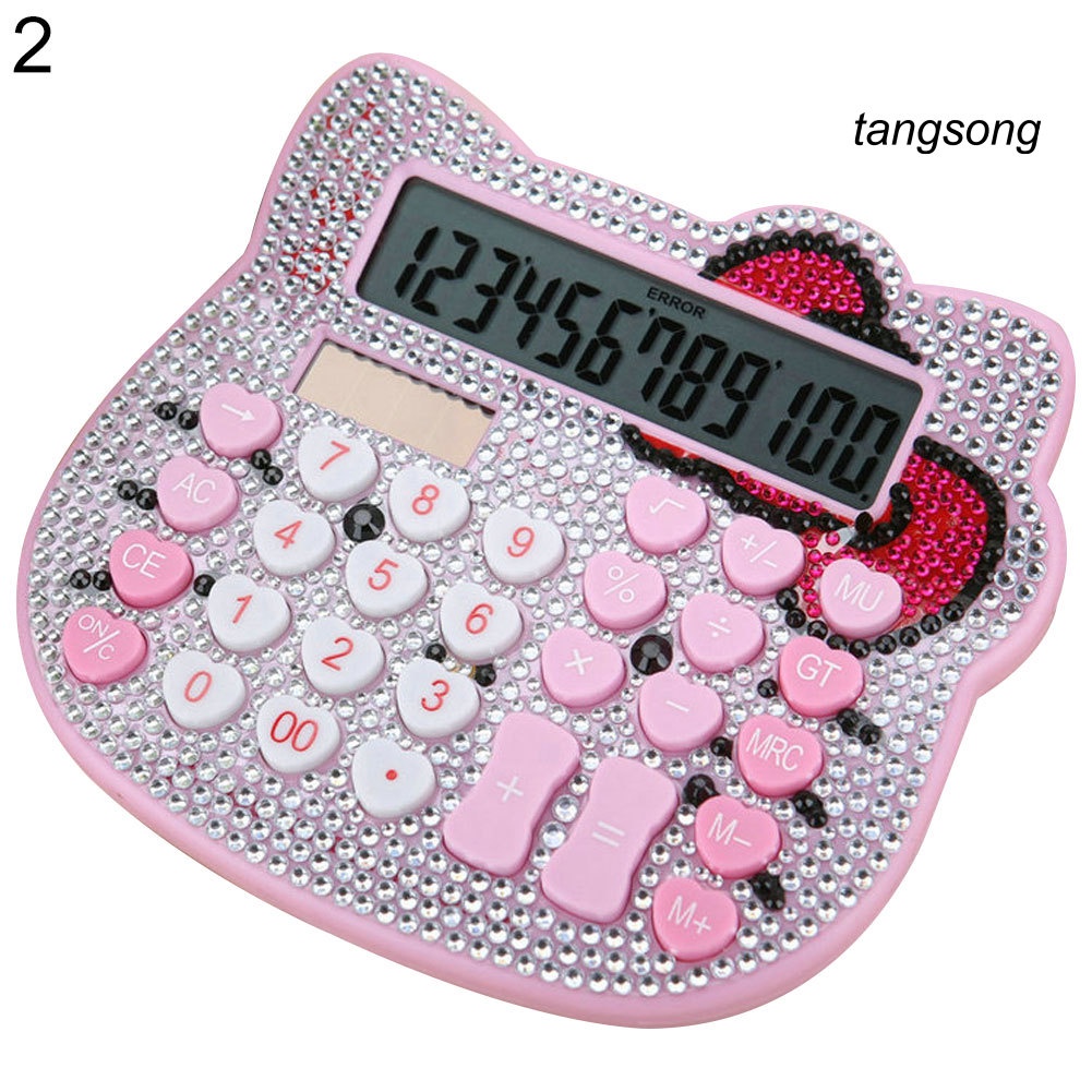 Máy tính cầm tay hình Hello Kitty đính đá chạy bằng năng lượng mặt trời