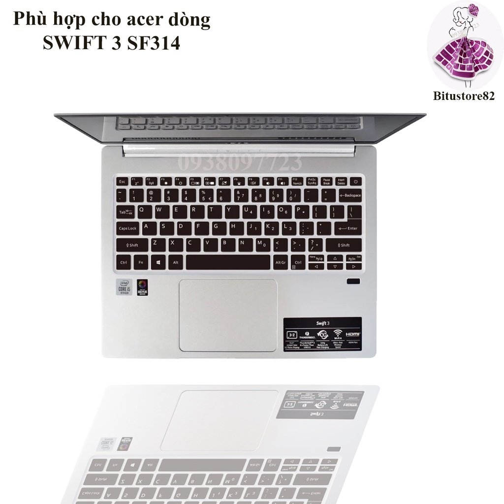 Ốp bàn phím dành cho laptop Acer Swift 3 SF314 - Miếng, tấm silicon bảo vệ che, phủ, đậy, lót bàn phím