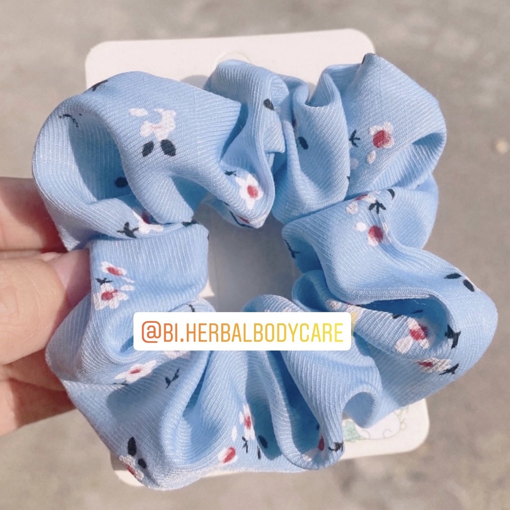 [Handmade] Scrunchies cột tóc buộc tóc họa tiết hoa anh đào nhí dễ thương nhiều màu