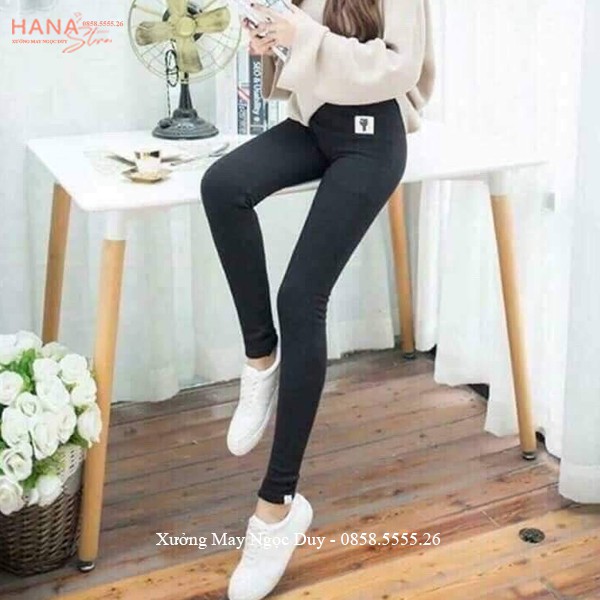 Quần legging lót lông nữ cạp cao nâng mông dáng quần nỉ lót lông mèo dài gen bụng vải co giãn ôm body mặc mùa đông ấm