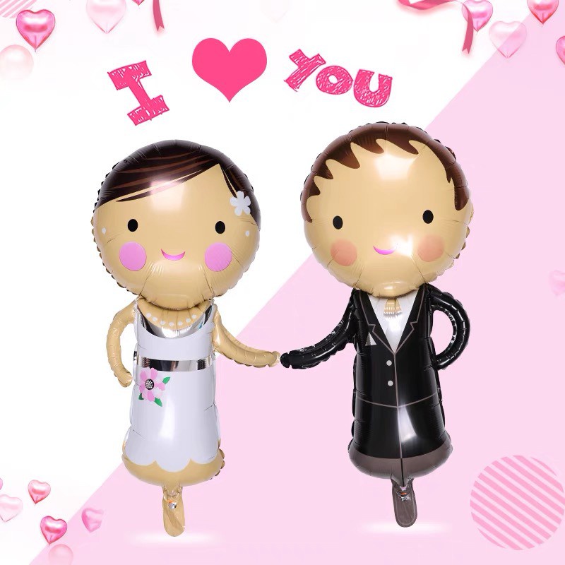 Bóng cô dâu chú rể nhẫn cưới trang trí phòng tân hôn cầu hôn HAPPYKID BBCDCR