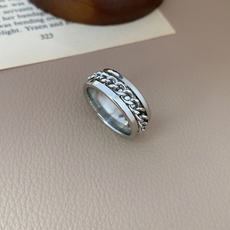 Nhẫn phối chuỗi xích kiểu dáng đơn giản thời trang cá tính cho nam và nữ 23777