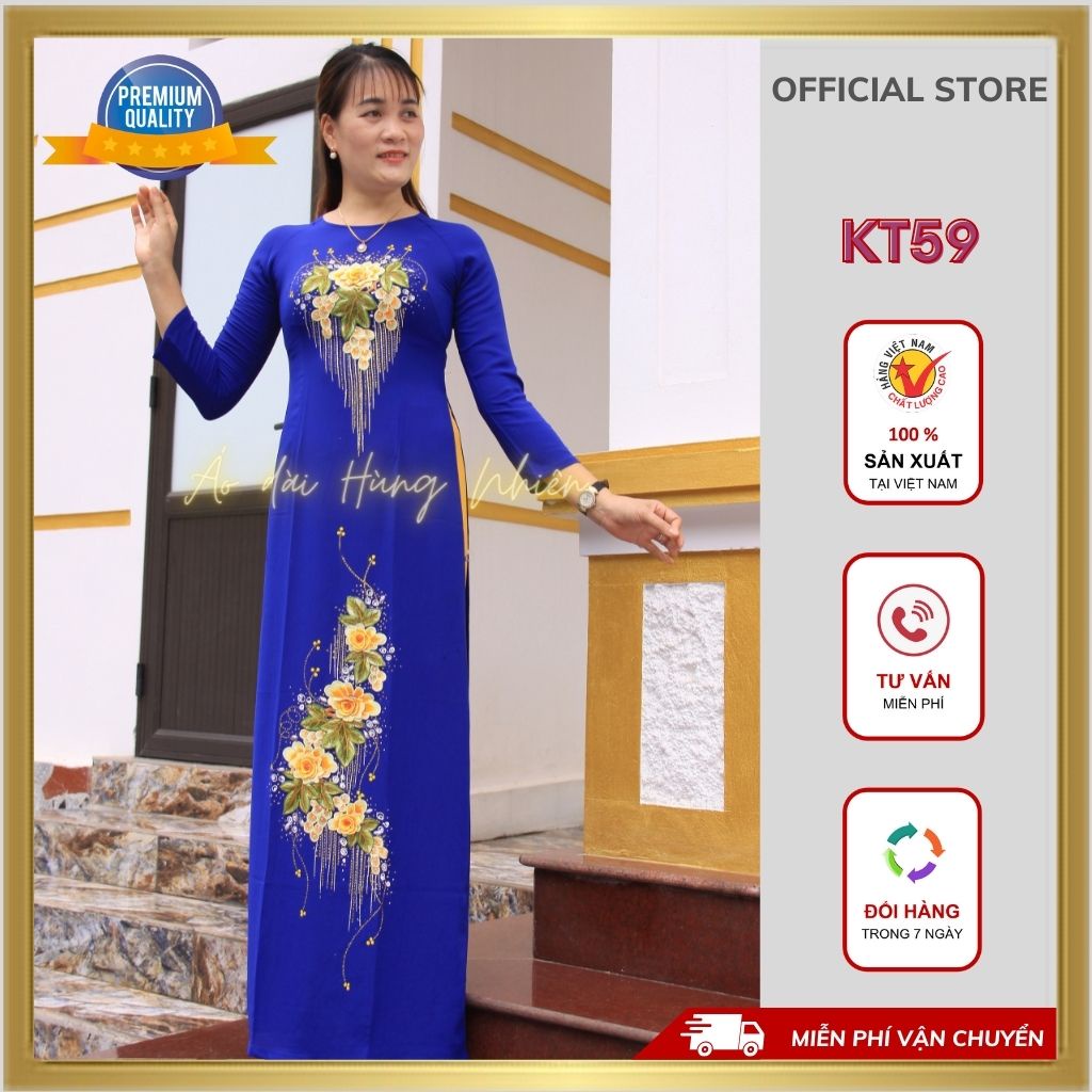 Áo dài trung niên Kim tuyến Tằm thêu nữ may sẵn thiết kế đẹp, sang trọng KT59