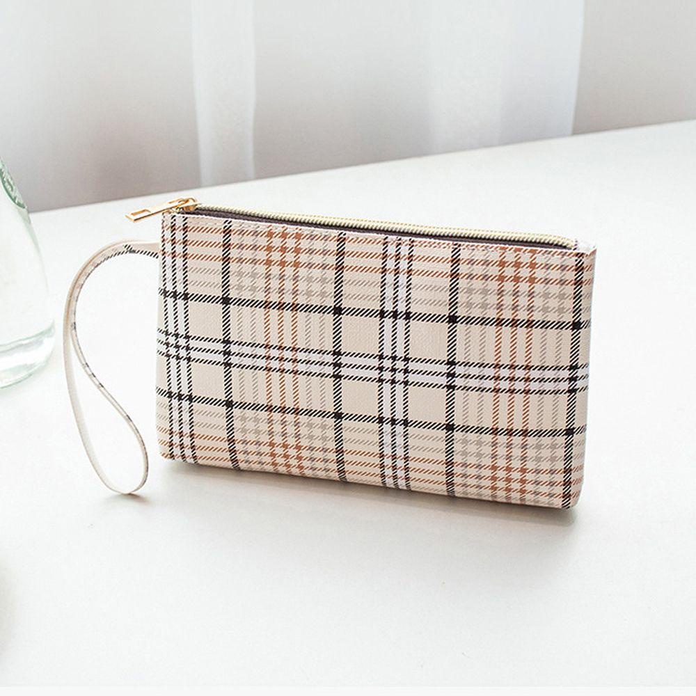 OCEANMAP Túi Đựng Mỹ Phẩm Cầm Tay Họa Tiết Kẻ Sọc Thời Trang Cổ Điển