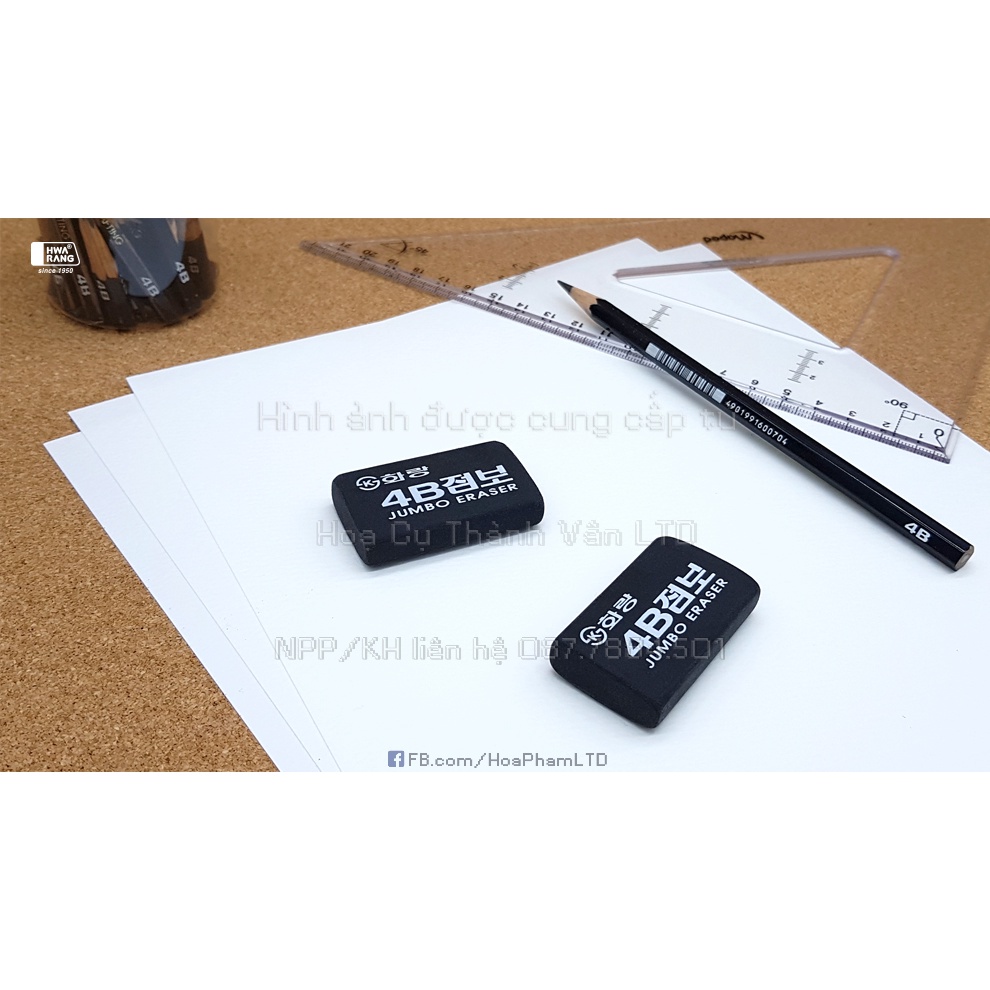 Tẩy Gôm Mềm 4B Đen Hàn Quốc Jumbo Eraser | Tẩy Gôm 4B Vàng Gingko