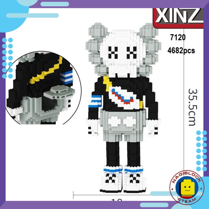 Mô hình lắp ráp, xếp hình Kaws 3D cao 35cm nanoblock Xizai 7119-7122