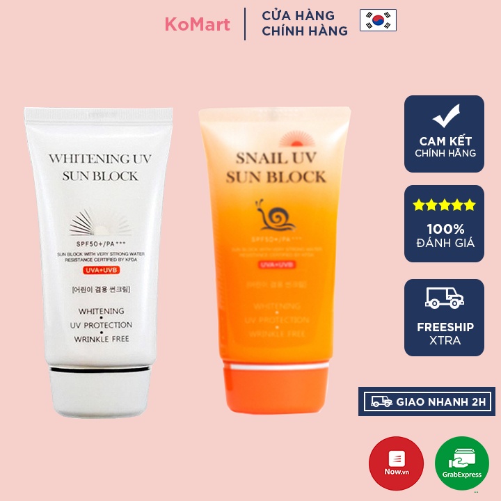 Combo Kem Chống Nắng Dưỡng Trắng Whitening UV Sun Block JIGOTT Và Kem Chống Nắng Ốc Sên Snail UV Sun Block JIGOTT 140ml