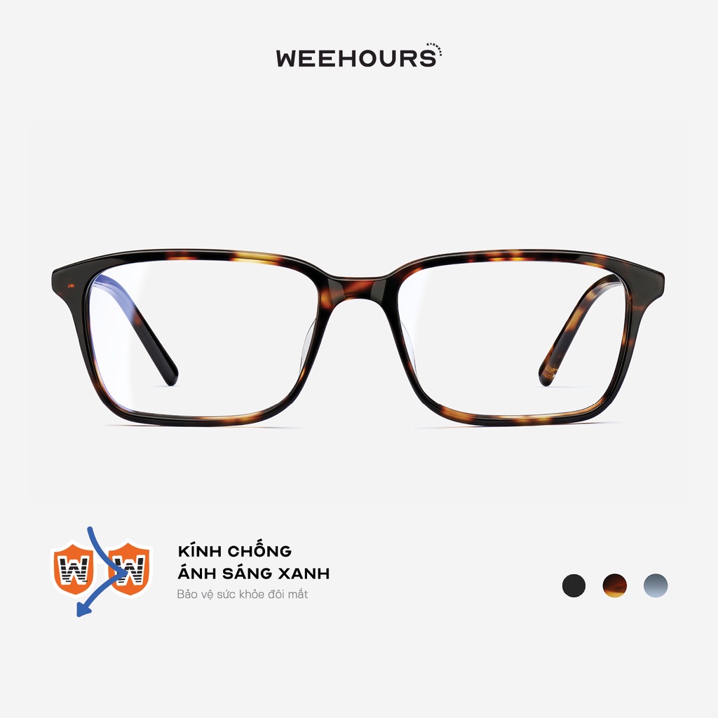 Kính chống ánh sáng xanh WEEHOURS FLEX, kính cận nam/nữ, dáng chữ nhật thời trang, nhựa Acetate cao cấp