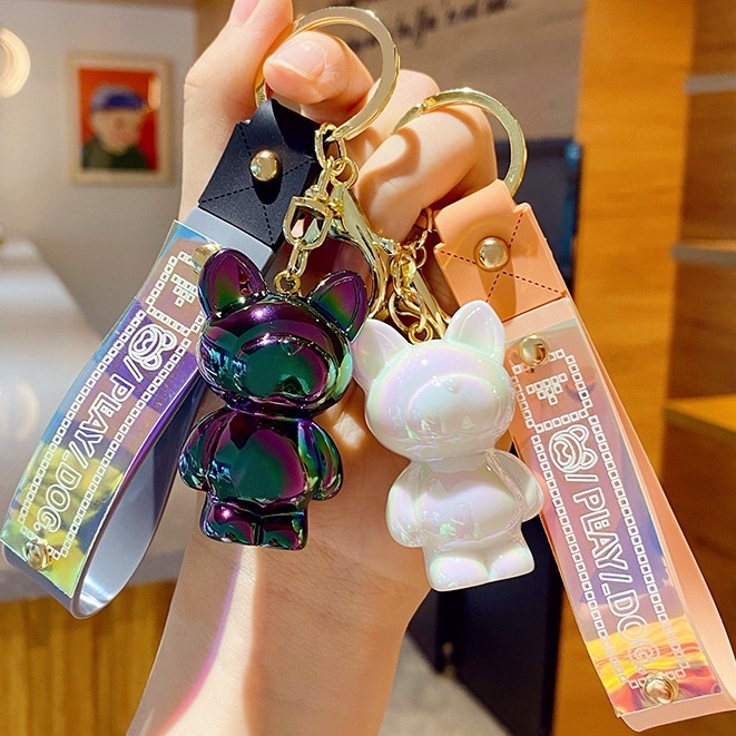 Móc khóa hình chú cún hoạt hình bằng acrylic nhiều màu sắc dễ thương