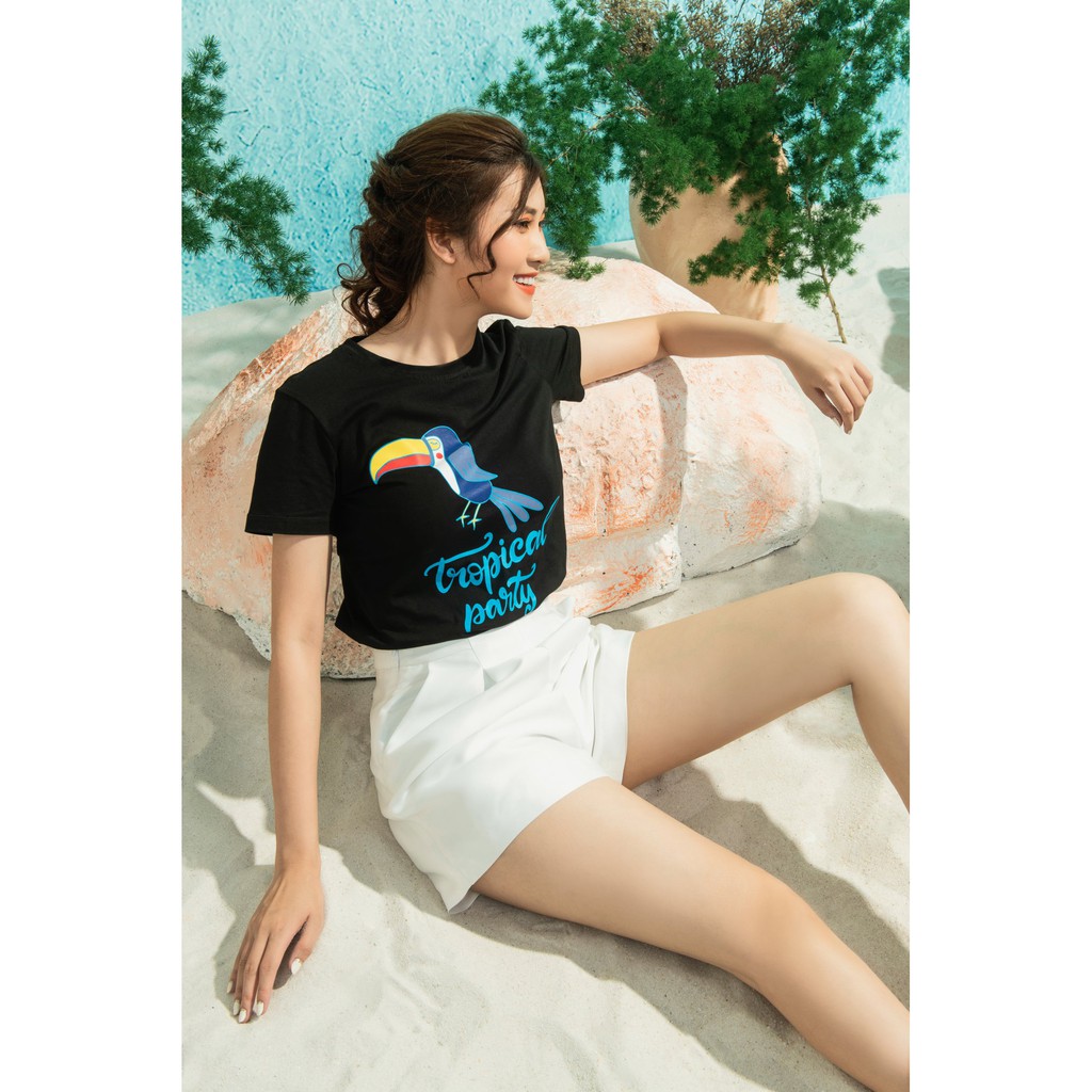 Áo thun nữ thấm hút mồ hôi in hình vẹt Parrot LEIKA