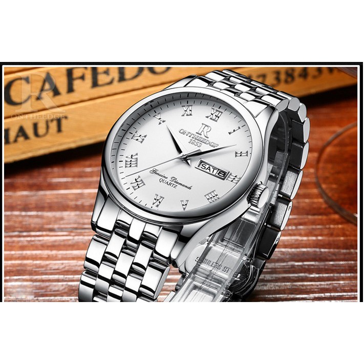 Đồng hồ nam dây thép Ontheedge 020 (fullbox, demi vàng-đen) | BigBuy360 - bigbuy360.vn