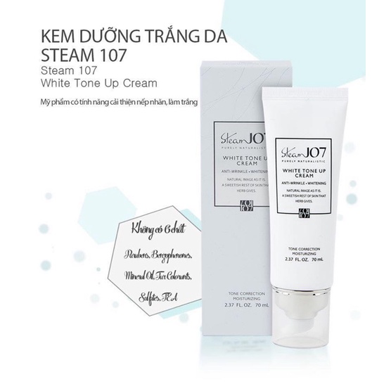 Kem Dưỡng Trắng Da Nâng Tone Ban Ngày 3 trong 1 Cao Cấp Steam 107 White ToneUp Cream 70ml