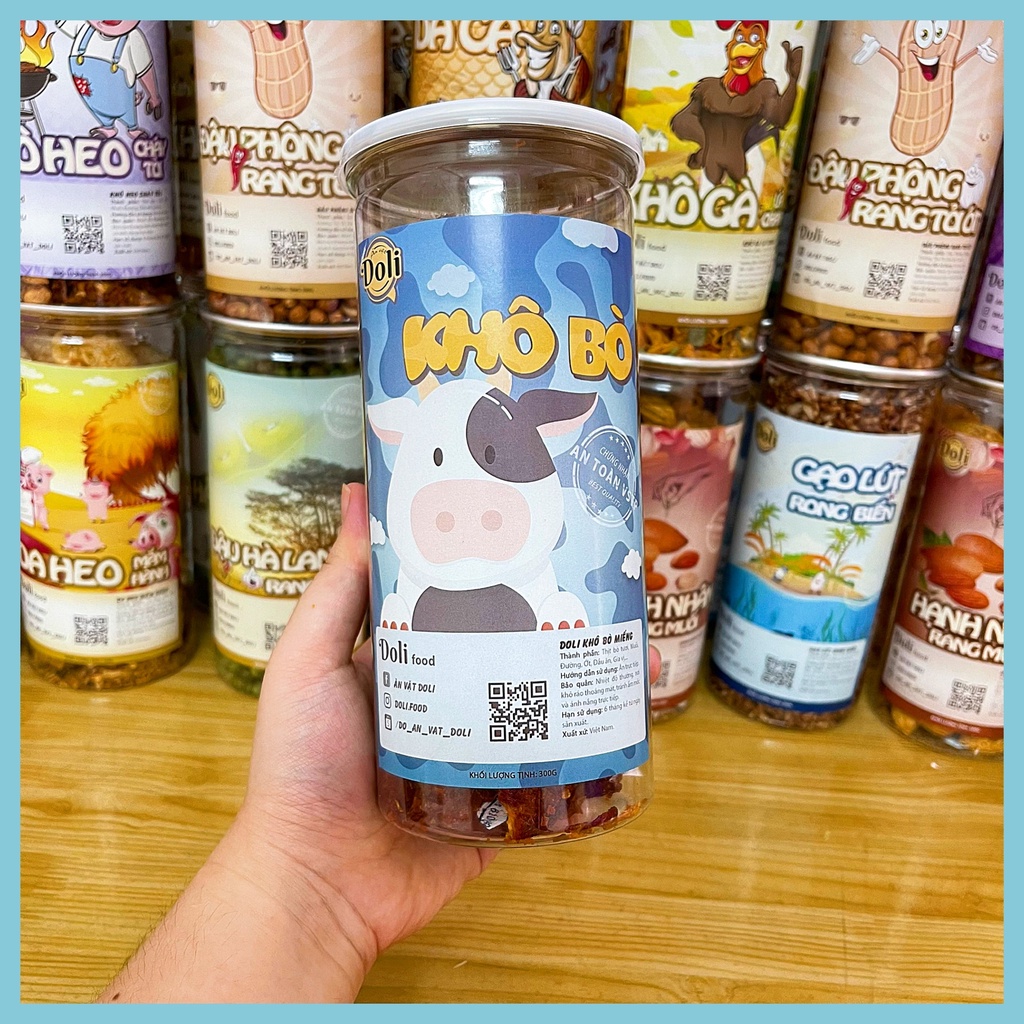 Khô Bò Miếng ,Thịt Bò Khô Miếng, Khô Bò Hồng Ngự, Hũ Pet 100gr,200,300gr, HSD 6 Tháng, DOLI Cam Kết ATVSTP | BigBuy360 - bigbuy360.vn