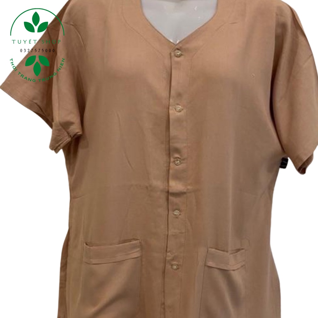 Áo Bà Ba Vải Lanh Cộc Tay Cho Các Bà