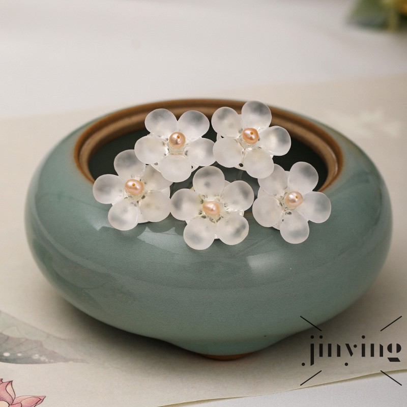 GETNOIVAS ❤S Wind 5pcs Small Fresh Girls Hairpins White Flower Shape Decorated a Pearl Bride Headpiece U Shaped Daily Wear Headwea