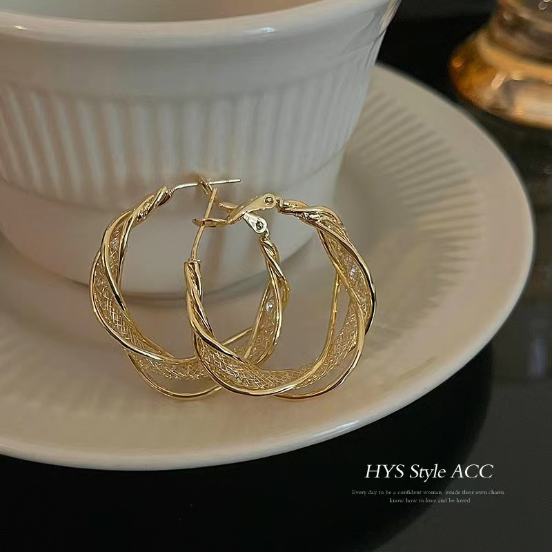 Bông Tai Mạ Bạc 925 Hình Tròn Họa Tiết Xoắn Phong Cách Nhật Hàn Thời Trang Cho Nữ