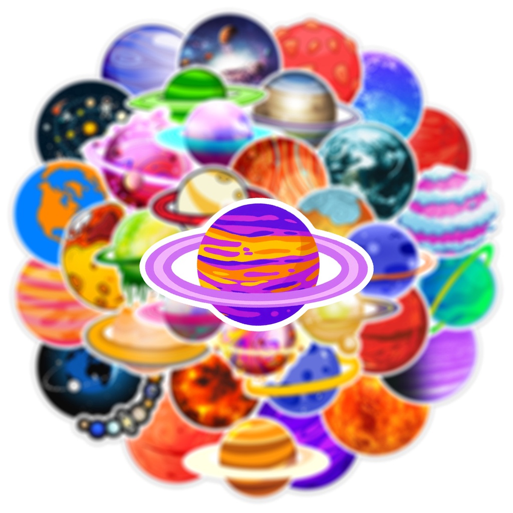 Bộ 50 Miếng Dán Hoạt Hình Trang Trí Vali, Guitar, Xe Đạp