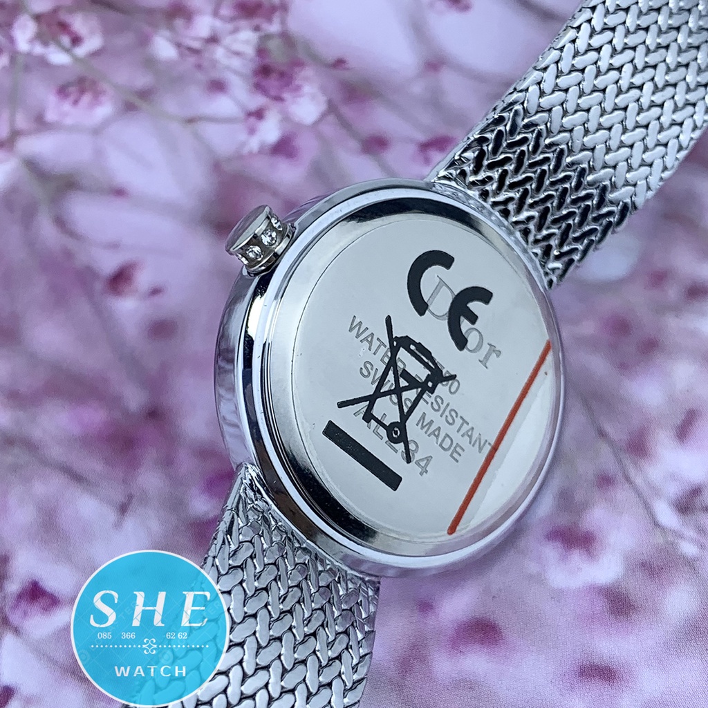 Đồng hồ nữ DIOR đồng hồ pin máy nhật mặt KHẢM TRAI trắng size 28mm CỔ ĐIỂN- THANH LỊCH