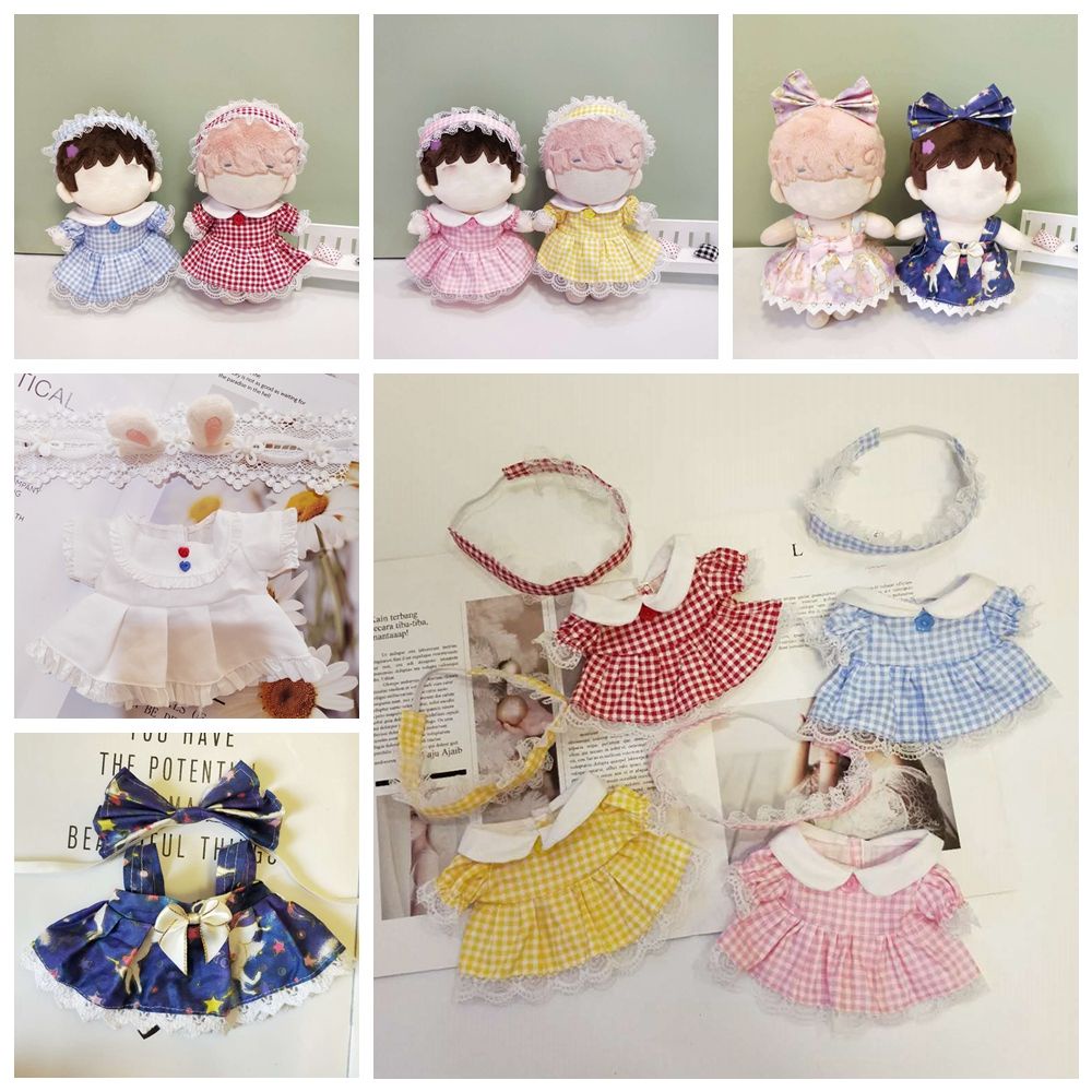 UPSTOP 1 Set 20CM Doll Dress Cartoon Pattern Outfit Cotton Stuffed Idol Dolls Accessories Changing Dressing Game Gift/Multicolor