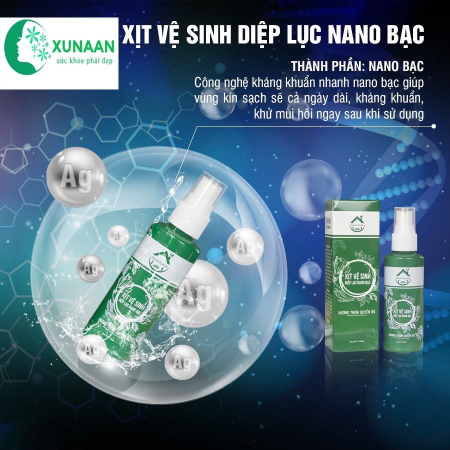 Dung Dịch Vệ Sinh Nữ Xịt Diệp Lục Na no Bạc Khử Mùi Giảm Khô Rát Ngứa Ngáy Ngừa Nấm Thơm Cô Bé-70ml/chai