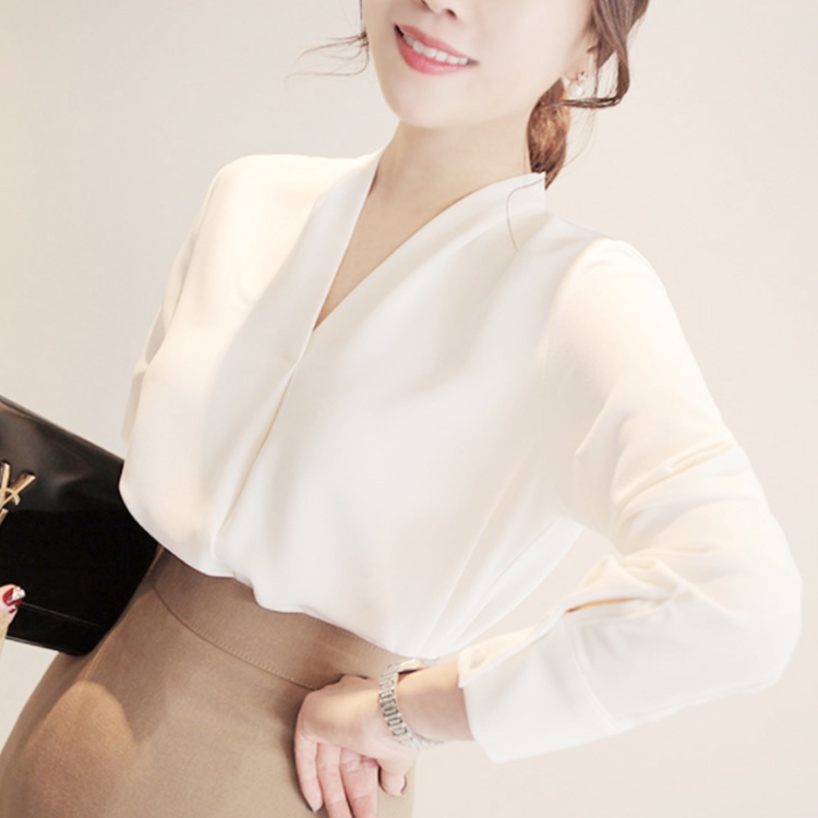 ÁO SƠ MI TRẮNG CÔNG SỞ CỔ V PHONG CÁCH HÀN QUỐC SIÊU XINH AM07