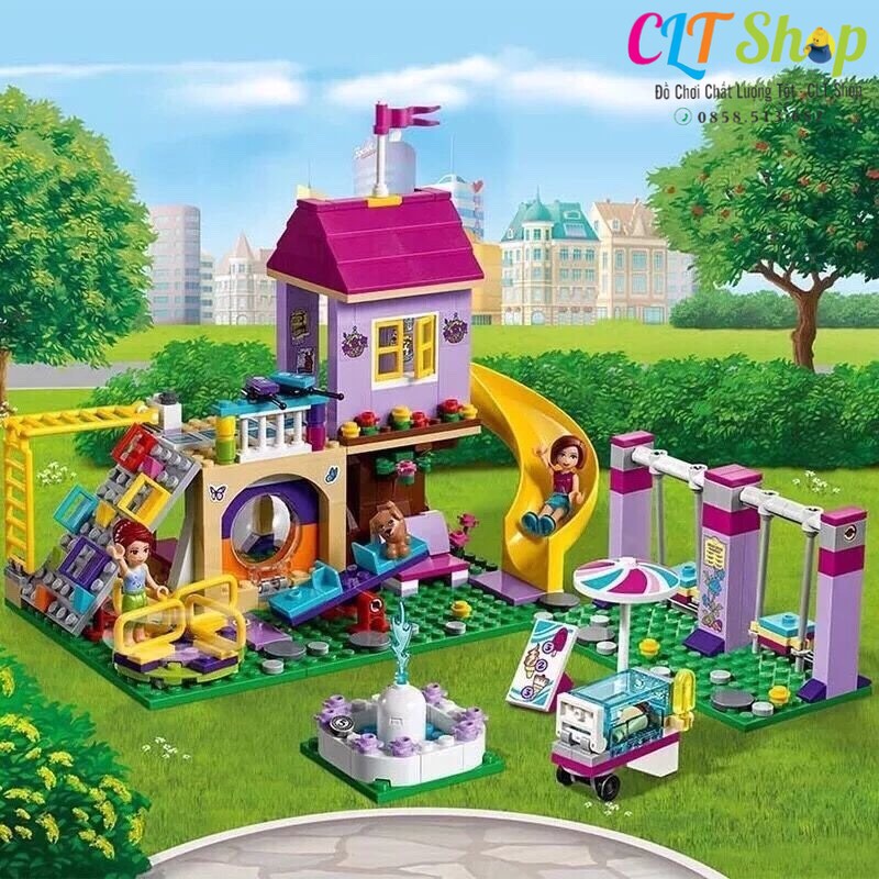 Đồ chơi xếp hình lắp ráp công viên vui chơi xích đu cầu trượt 51200 CLTshop
