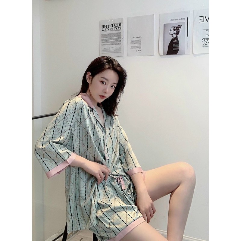 BỘ PIJAMA CỘC ĐÙI HOẠ TIẾT PHỐI CHUẨN S H E R L A R R