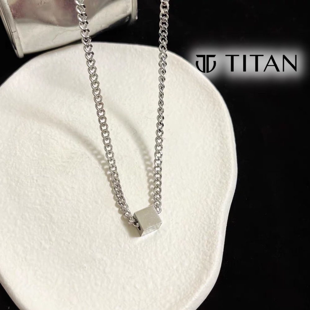 Dây chuyền nam nữ xích mặt hình vuông Khắc Laser, vòng cổ nam square chain màu bạc 925 unisex basic thép không gỉ Titan