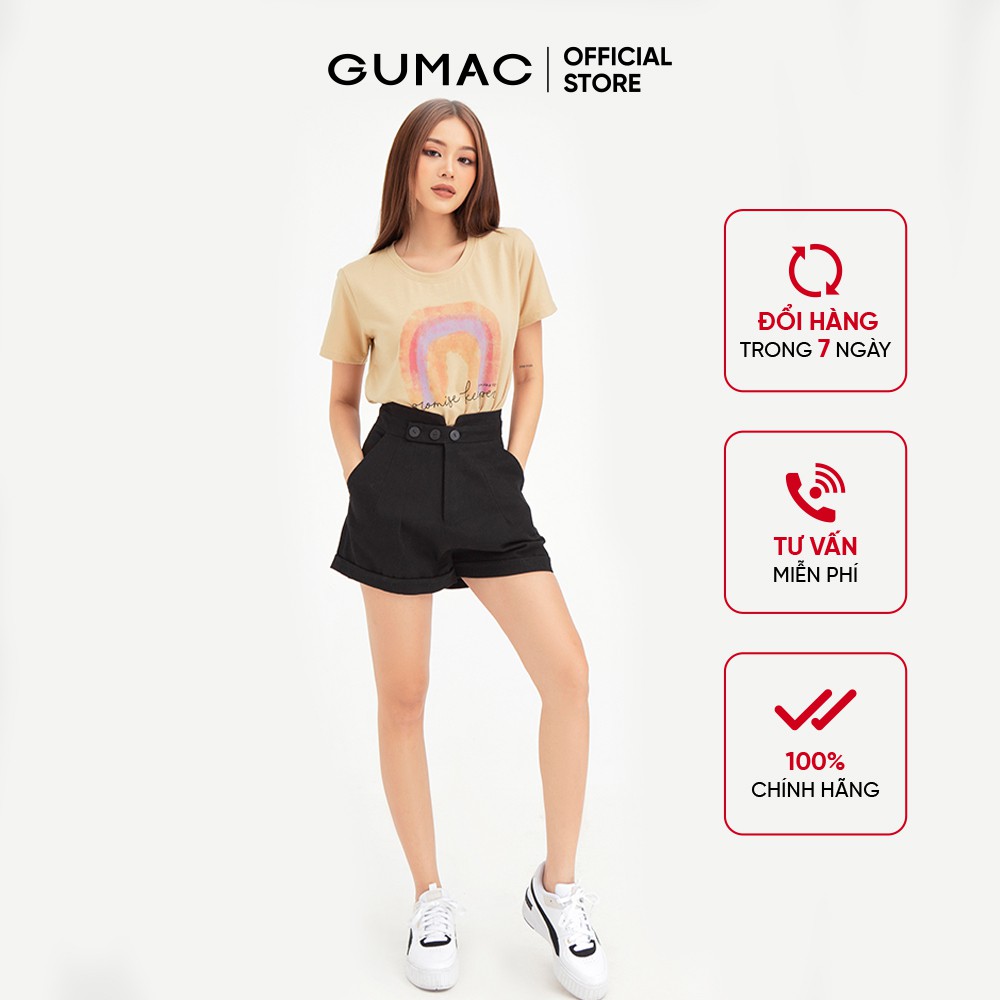 [Mã WABRGU155 giảm 15% tối đa 50k đơn 199k] Áo thun nữ in cầu vồng GUMAC thiết kế basic năng động ATB458