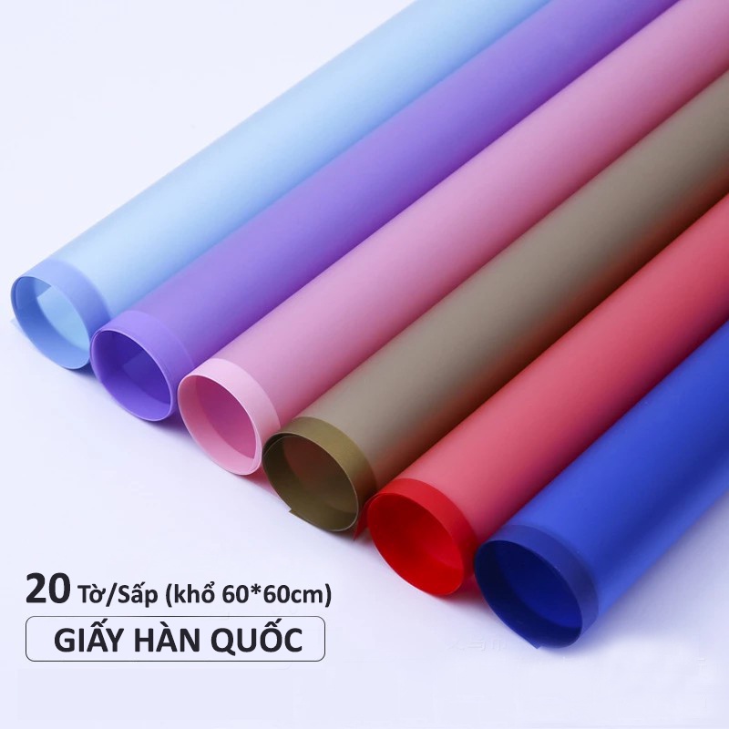 Giấy Gói Hoa Hàn Quốc Mờ Viền Màu 2 Đầu Chống Thấm Nước Khổ 60x60cm (Bán lẻ)