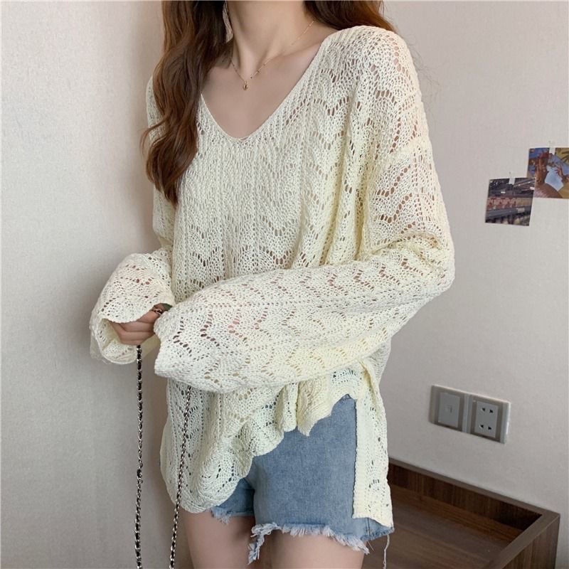 Jiashucheng Áo Len Tay Dài Cổ Chữ V Dáng Rộng Thời Trang Mùa Xuân Mới 2023 Cho Nữ