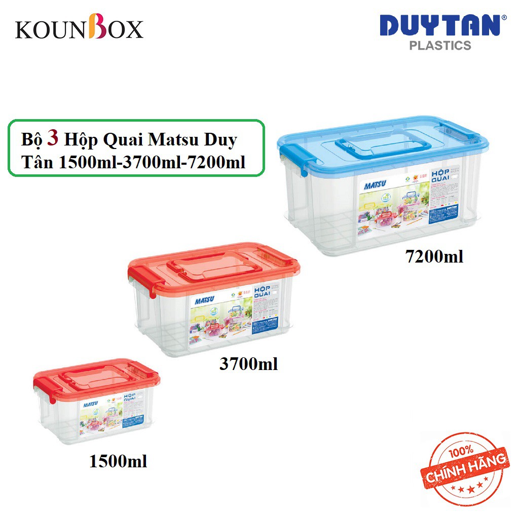 Bộ 3 Hộp Quai Matsu Duy Tân 1500ml-3700ml-7200ml