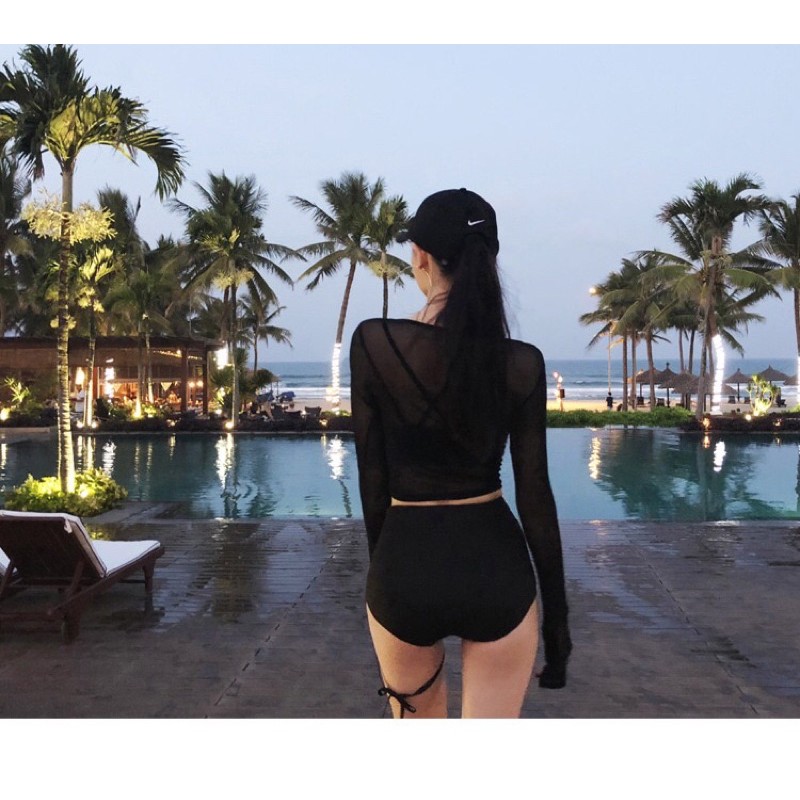 Bikini/bộ bơi 2 mảnh năng động kèm áo lưới style đi biển cá tính hè 2023 M03